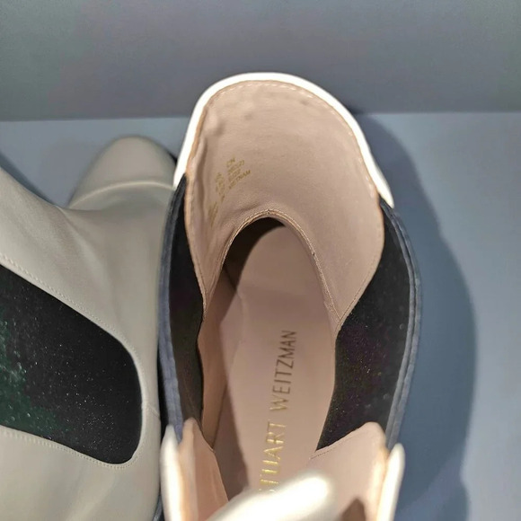 NEW Stuart Weitzman Norah Ankle Boot Women 9.5 WIDE Oat Leather Chelsea Lug Sole - Picture 12 of 15